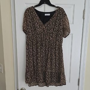 Primark Black and Pink Floral Mini Dress